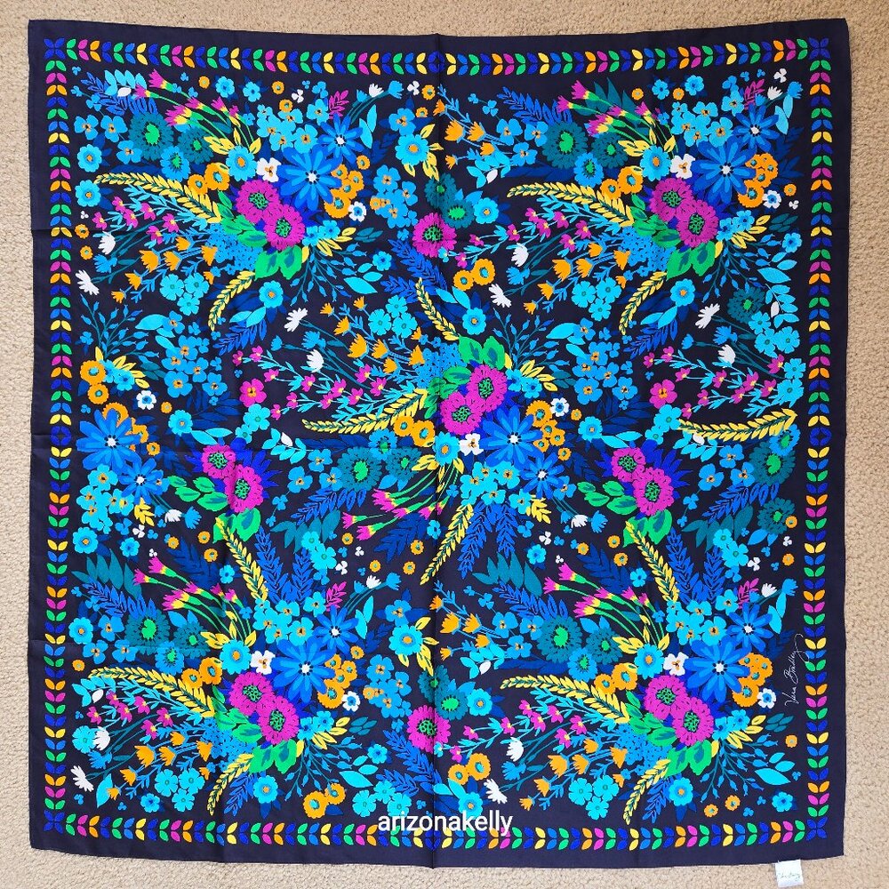 Vera Bradley Silk Scarf Square Floral Flowers - Picture 1 of 8